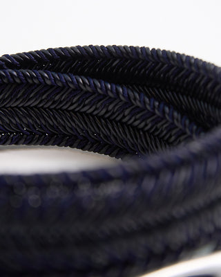 Veneta Cinture Tiger Stripe Stretch Leather Braided Belt Blue 1
