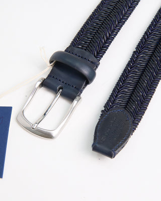 Veneta Cinture Tiger Stripe Stretch Leather Braided Belt Blue 1 4