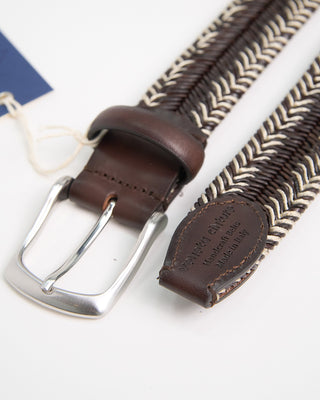 Veneta Cinture Tiger Stripe Stretch Leather Braided Belt Tan  Brown 1 4