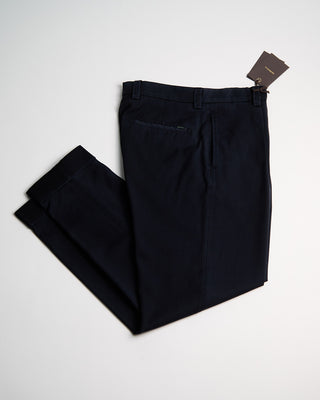 Berwich Midnight Navy Chaia Relaxed Fit Frosted Wool Trousers Navy 6