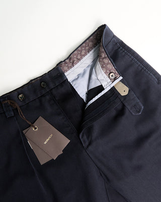 Berwich Midnight Navy Chaia Relaxed Fit Frosted Wool Trousers Navy 7