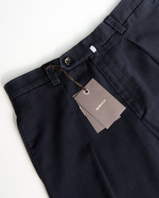 Berwich Midnight Navy Chaia Relaxed Fit Frosted Wool Trousers Navy 8
