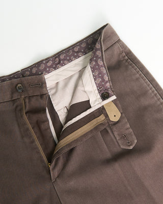 Berwich Dark Walnut Chaia Relaxed Fit Frosted Wool Trousers Walnut 0