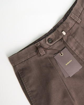 Berwich Dark Walnut Chaia Relaxed Fit Frosted Wool Trousers Walnut 1