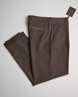 Berwich Dark Walnut Chaia Relaxed Fit Frosted Wool Trousers Walnut 4