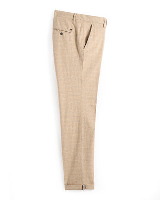 Masons Cotton Stretch Glencheck Print Pant Tan  Brown 11 9412