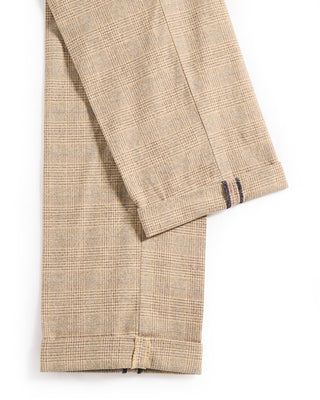 Masons Cotton Stretch Glencheck Print Pant Tan  Brown 15 9413