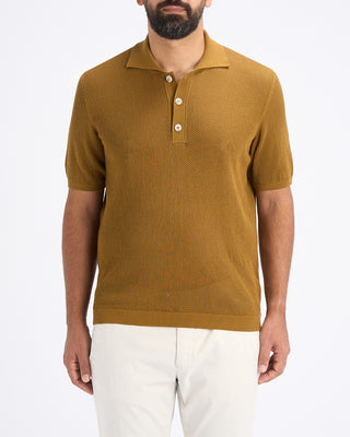 Phil Petter Milano Collar 3D Knit Polo Caramel 12 10874