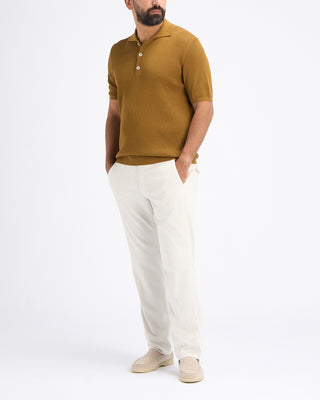 Phil Petter Milano Collar 3D Knit Polo Caramel 2 10870