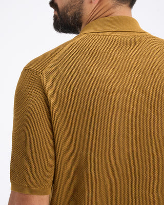 Phil Petter Milano Collar 3D Knit Polo Caramel 5 10871