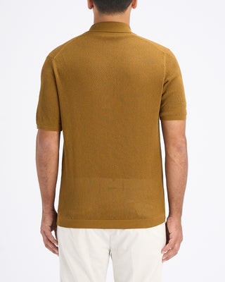 Phil Petter Milano Collar 3D Knit Polo Caramel 7 10872