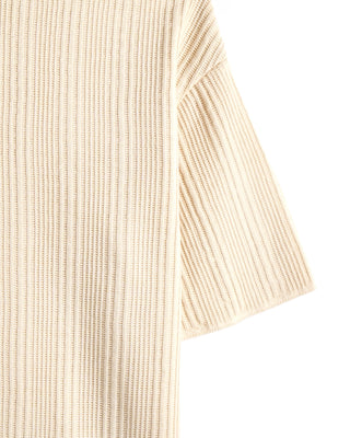Phil Petter Ribbed Knit Full Button Polo Cream 6 8561