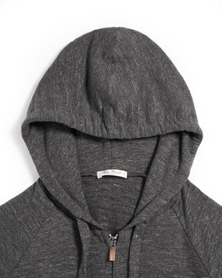 Stefan Brandt Jonathan Linen Jersey Zip Luxury Hoodie Anthracite 6476