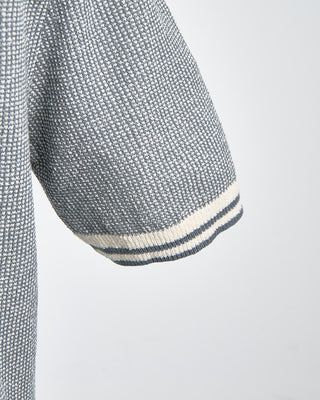 Phil Petter Cotton Boucle Pique Tipped Polo Shirt Denim 1762
