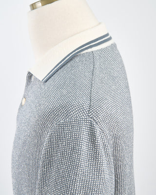 Phil Petter Cotton Boucle Pique Tipped Polo Shirt Denim 1763