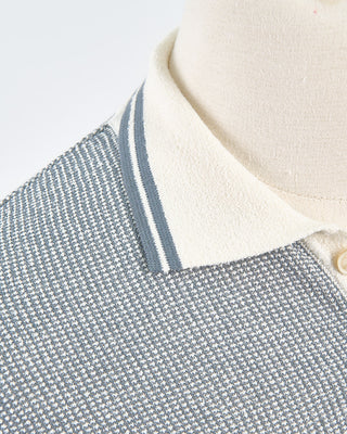 Phil Petter Cotton Boucle Pique Tipped Polo Shirt Denim 1764