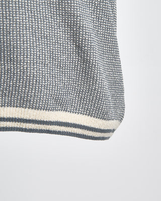 Phil Petter Cotton Boucle Pique Tipped Polo Shirt Denim 1766