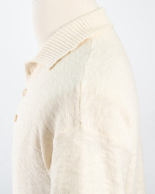 Phil Petter Relaxed Fit Cotton  Linen Ribbed Collar Polo Cream 1742