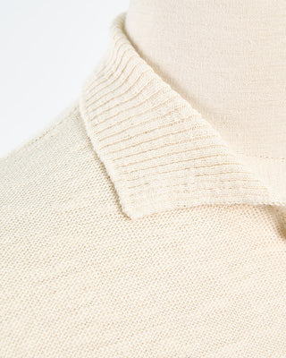 Phil Petter Relaxed Fit Cotton  Linen Ribbed Collar Polo Cream 1744