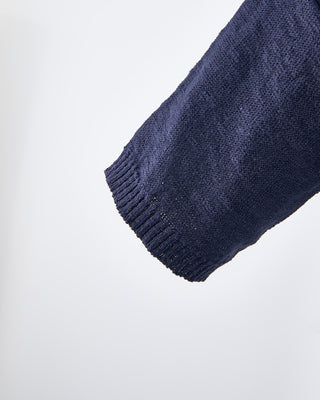Phil Petter Relaxed Fit Cotton  Linen Ribbed Collar Polo Navy 1734