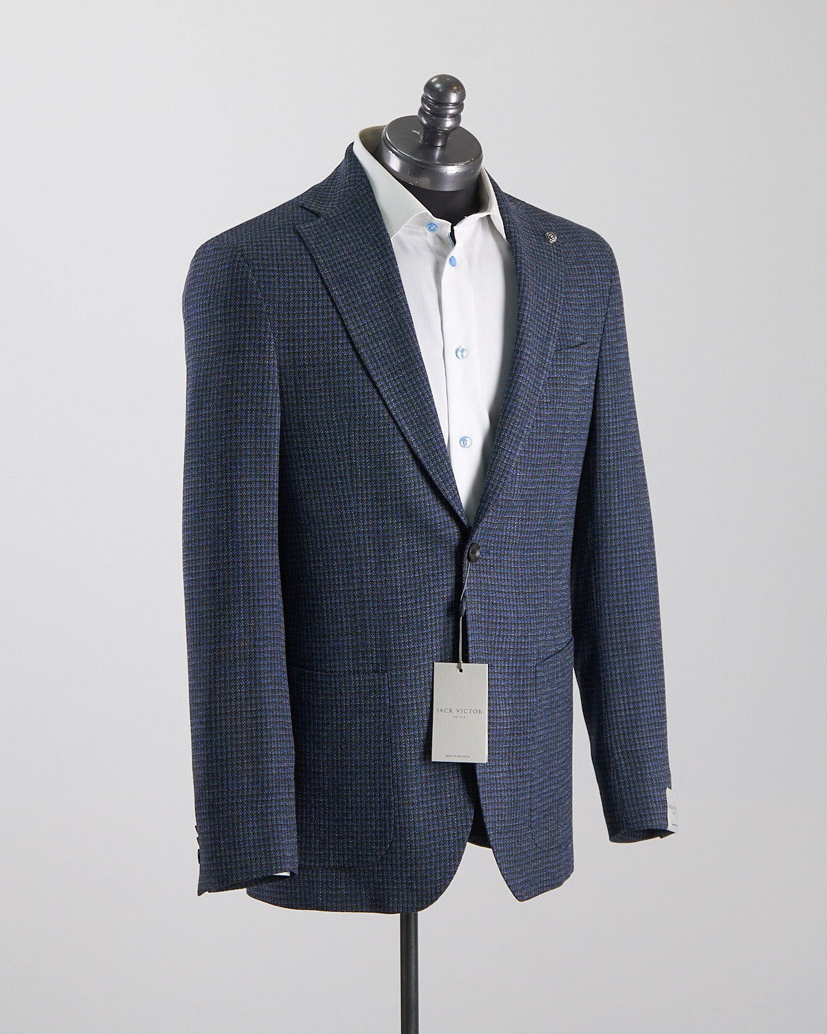 Jack Victor Hampton Fit Comfortwear Stretch Wool Knit Shadow Gingham Sport Jacket blazerformen 38US Regular Blue