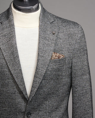 Jack Victor Black  White Prince Of Wales Wool Viscose Stretch Hampton Sport Jacket Black  White 10 5295