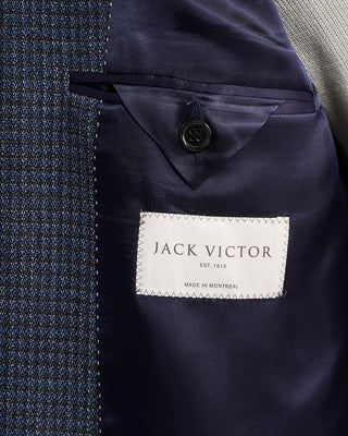 Jack Victor Indigo  Grey Neat Comfort Wool Stretch Hampton Sport Jacket Indigo 7 6524