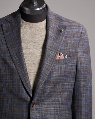Jack Victor Loro Piana Jersey Subtle Check Sport Jacket Blue  Brown 9935