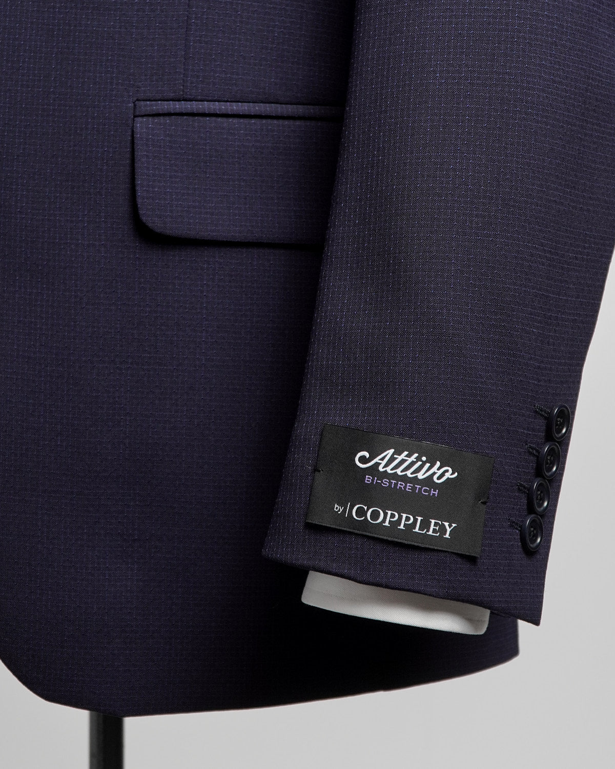 Coppley Navy Stretch Wool Dot Jacquard All Season Suit -  –  Blazer For Men