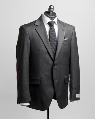 Coppley Grey  Black Stretch Super 110s Wool Prince Of Wales Suit Grey  Black  7