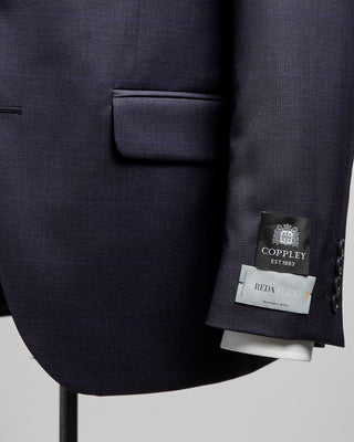 Coppley Navy  Black Stretch Super 110s Wool Prince Of Wales Suit Navy  1