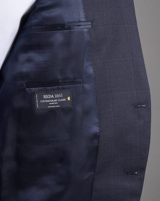 Coppley Super 110s Wool Tonal Navy Birdseye Windowpane Suit Navy 5 2655
