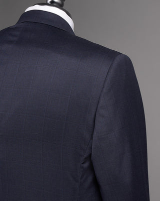 Coppley Super 110s Wool Tonal Navy Birdseye Windowpane Suit Navy 7 2656