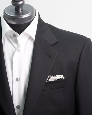 Coppley Solid Black Super 100s Twill All Season Suit Black  3