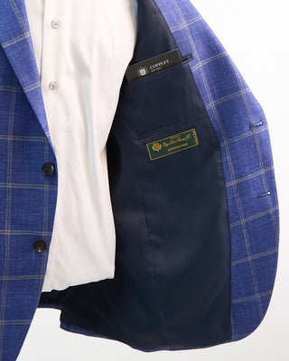 Coppley Wool Silk  Linen Summertime Check Sport Jacket Indigo 1 4