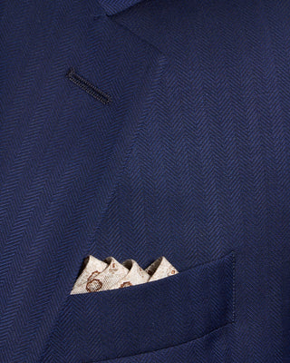 Coppley Angelico Platinum140stonal Herringbone Suit Cobalt Blue 6 8957