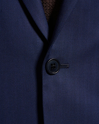 Coppley Angelico Platinum140stonal Herringbone Suit Cobalt Blue 7 8956