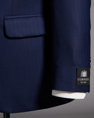 Coppley Angelico Platinum140stonal Herringbone Suit Cobalt Blue 8 8955