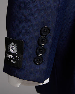 Coppley Angelico Platinum140stonal Herringbone Suit Cobalt Blue 9 8954
