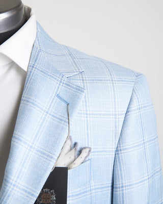 Coppley 100% Bamboo Ice Blue Check Sport Jacket Light Blue 1375