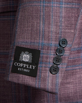 Coppley Loro Piana Summertime Textured Check Sports Jacket Berry 10 7582
