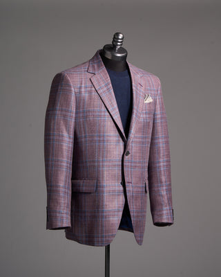 Coppley Loro Piana Summertime Textured Check Sports Jacket Berry 5 7581