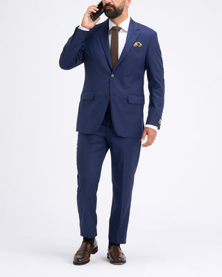 Coppley Angelico Platinum140stonal Herringbone Suit Cobalt Blue 18 11272