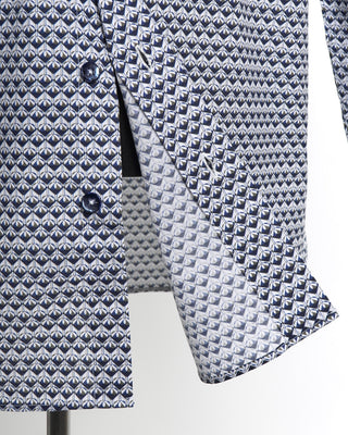 Blazer For Men Navy Abstract Print Cotton Shirt 