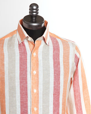 Blazer For Men by Royal Shirt Bold Orange Red Bars Linen Shirt 