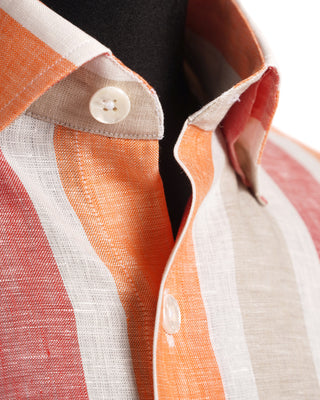 Blazer For Men by Royal Shirt Bold Orange Red Bars Linen Long SleeveShirt 
