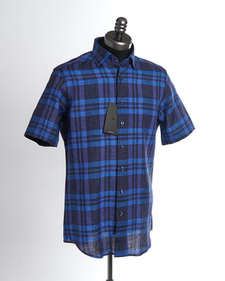 Blazer For Men Bold Tonal Check Linen Short Sleeve Shirt