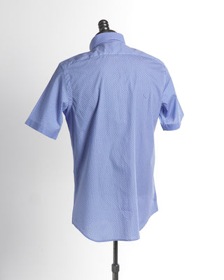 Blazer For Men Blue Geometric Scales Short Sleeve Cotton Shirt