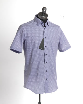 Blazer For Men by Royal Shirt Navy Neat Geometric Short Sleeve Cotton Shirt
