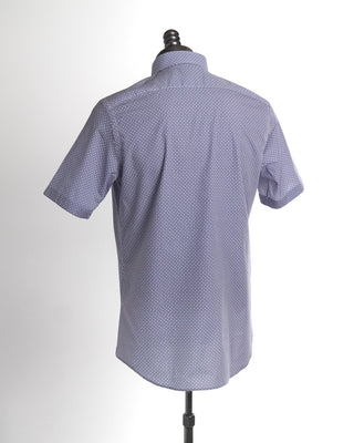 Blazer For Men\ Navy Neat Geometric Short Sleeve Cotton Shirt